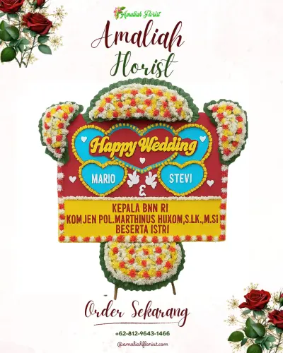 Karangan Papan Bunga Pernikahan di Tuwed